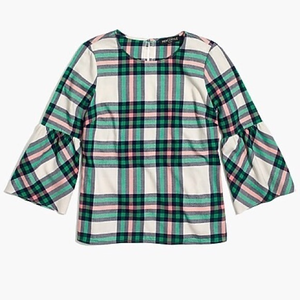 J.Crew Flannel Bell Sleeves Top Size‎ 00